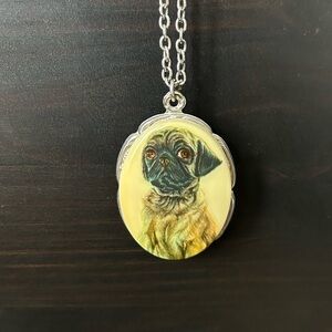 Silver Tone Dog Pendant Necklace